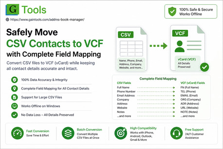 New York, Computer, Safely Move CSV Contacts To VCF With Complete Field Mapping