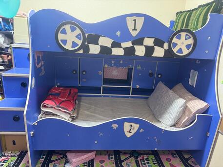 Jubail, Furniture, SAR 1000,  Furniture Items Including Kids Bunk Bed, Kids Wardrobe (3 Compartment Almira), Shelfs