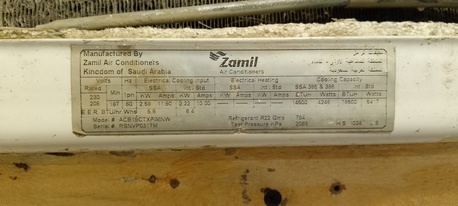 Abqaiq, Air Conditioners, SAR 450,  Zamil Air Conditioner 1.5 Ton Working Conditions