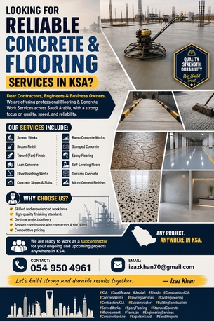 Jeddah, Construction, Flooring And Concrete Finishing Work