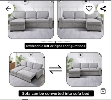 Jubail, Furniture, SAR 1600,  Venice 3 Seater Reversible Easy Clean Fabric Corner Sofa Bed With Storage
