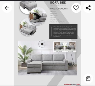 Jubail, Furniture, SAR 1600,  Venice 3 Seater Reversible Easy Clean Fabric Corner Sofa Bed With Storage