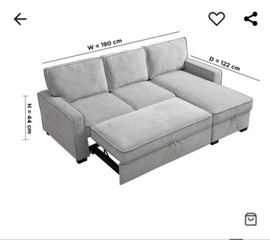 Jubail, Furniture, SAR 1600,  Venice 3 Seater Reversible Easy Clean Fabric Corner Sofa Bed With Storage