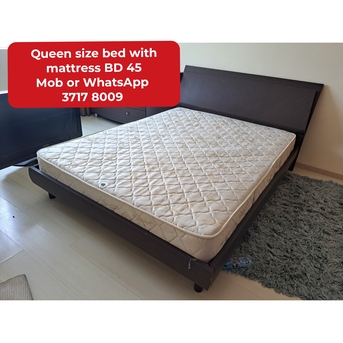 Manama, Furniture, BHD 45,  🌍Queen Size  Bed With Mattress Bed With Mattress In Good Condition For Sale With Delivery