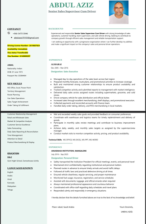 Dammam, Job Seekers, House Driver-Sales Executive (All Type Vehicle)