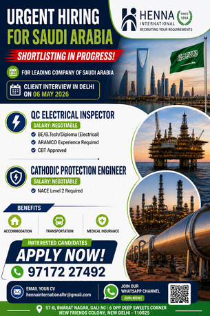 Riyadh, Jobs, Cathodic Protection Engineer/ QC Electrical Inspector