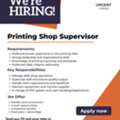 Hiring A Printing Shop Supervisor