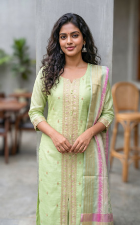 Chennai, Clothing & Accessories, INR 2125,  Straight Cut Kurti With Pant & Dupatta In Art Silk | Buy Today