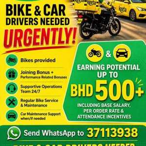 **********Hiring Bike & Car Drivers**********