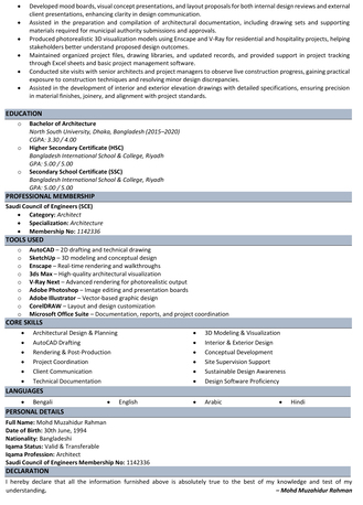 Riyadh, Job Seekers, SCE Certified Architect & Interior Designer (مهندس معماري)