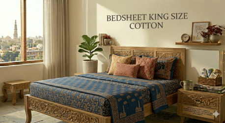 Mumbai, Household Items, INR 1499,  Bedsheet King Size Cotton  90x108 Inches, Pure Cotton, Handloom Woven With Pillow Covers