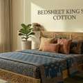 INR 1499,  Bedsheet King Size Cotton  90x108 Inches, Pure Cotton, Handloom Woven With Pillow Covers