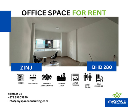 Zinj, Offices, BHD 280,  90 Sq. Meter,  Office For Rent In Zinj | Bright And Spacious Office Flat | Easy Highway Access