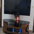 SAR 250,  Wooden TV Table With Glass & Metal &ndash; Black & Brown &ndash; Good Condition