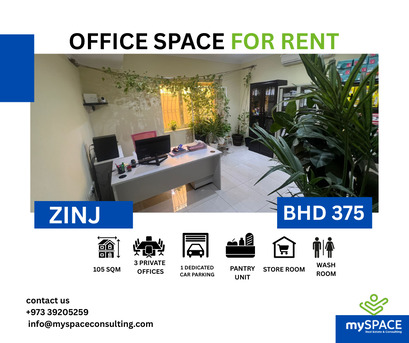 Zinj, Offices, BHD 375,  105 Sq. Meter,  Modern Semi-Fitted Office For Rent In Zinj | Ground Floor | Prime Location