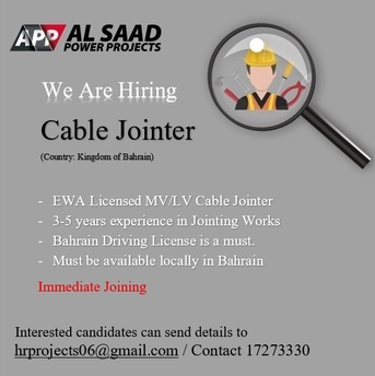 Manama, Jobs, CABLE JOINTER