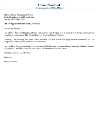 Riyadh, Job Seekers, Senior Accountant / Chief Accountant