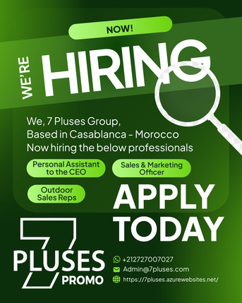 Casablanca, Jobs, Marketing Specialist, Outdoor Sales Representative, Secretary