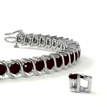 New York, Jewelry, USD 2639,  Premium Ruby Diamond Tennis Bracelet  2.45 Cttw In White Gold
