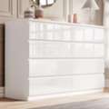 GBP 149,  High Gloss 8-Drawer Wide Chest Of Drawers &ndash; Handleless, White Or Grey