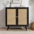 GBP 75,  Wovena Black Rattan 2-Door Sideboard, 80cm Wide, Adjustable Internal Shelf
