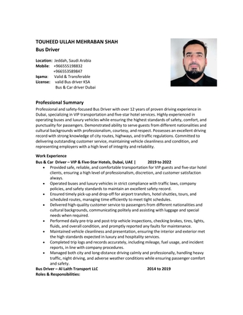 Duba, Job Seekers, Car/minibus/bus Driver Cum Office Boy Can Speak English And Having Dubai Driving Experienc