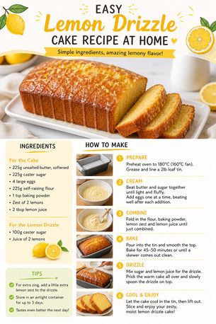 New York, Food & Drink, Easy Lemon Drizzle Cake Recipe At Home
