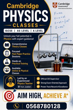 Jeddah, Lessons Offered, Physics Tution For Cambridge IGCSE / AS / AL