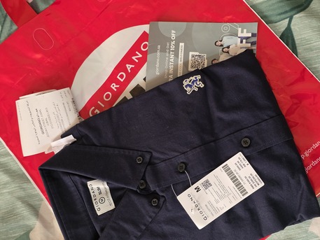 Jubail, Clothing & Accessories, SAR 70,  Brand New Giordano Shirt For Sale. Navy Blue, Medium, Slim Fit.