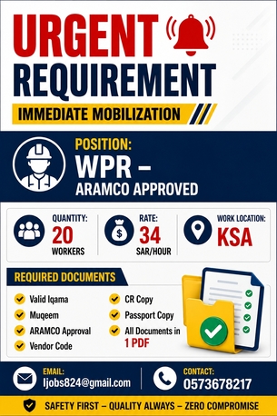 Jubail, Jobs, WPR ARAMCO Approved (Rate-34)