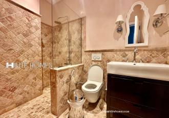 Salmiya, Apartments, Flats, Houses & Villas, KWD 3000/month,  Furnished,  3 BR,  Seaview Furnished Three-Bedroom Floor With Private Pool & Balcony In Salmiya