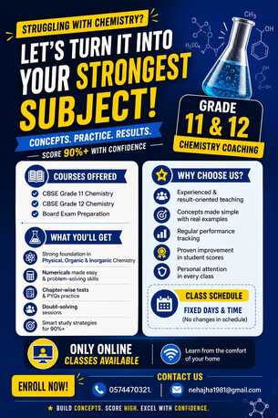 Khobar, Lessons Offered, Online Coaching For Grade 10, 11 And 12