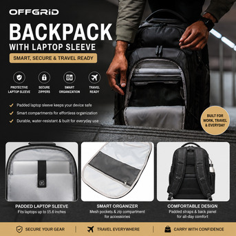 New York, Clothing & Accessories, Offgrid Backpack With Laptop Sleeve &ndash; Smart, Secure & Travel Ready