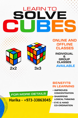 Umm Al Hassam, Lessons Offered, 2x2 And 3x3 Rubik Cube Classes(Online And Offline)