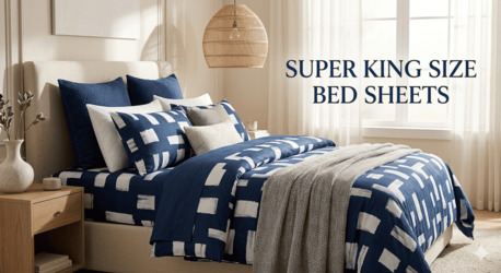 Mumbai, Household Items, INR 1499,  Super King Size Bed Sheets Cotton 108x108 Inches, 245 GSM Pure Cotton, Handloom Woven | Th