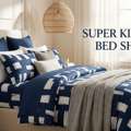 INR 1499,  Super King Size Bed Sheets Cotton 108x108 Inches, 245 GSM Pure Cotton, Handloom Woven | Th