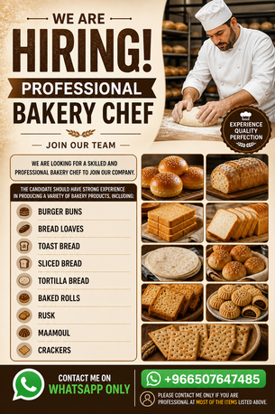 Riyadh, Jobs, Professional Bakery Chef