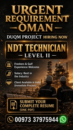 Muscat, Jobs, OMAN REQUIRED FOR DUQM PROJECT