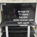 SAR 950,  Airtel Big Dish,40 Inch TV, TV Stand,Airtel Reciever HD South Channels Valid Till Aug-26