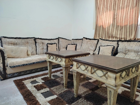 Taif, Furniture, SAR 300,  Clean L-Shaped Majlis Sofa With Matching Tables & Rug