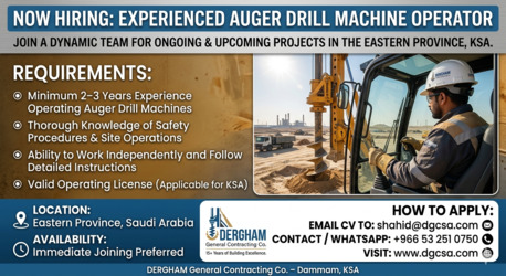 Riyadh, Jobs, 📌 Hiring: Auger Drill Machine Operator &ndash; KSA