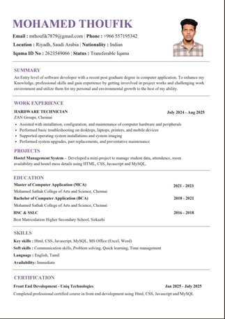 Riyadh, Job Seekers, Hardware Support