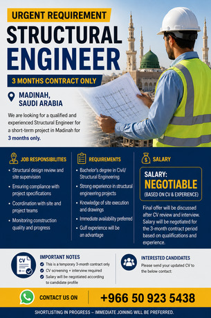Riyadh, Jobs, Structural Engineer In Madinah
