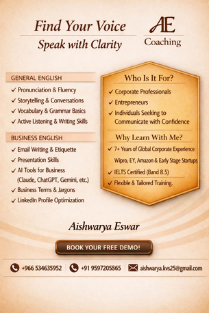 Khobar, Lessons Offered, Improve Your English, Fluency & Confidence &ndash; Private Classes