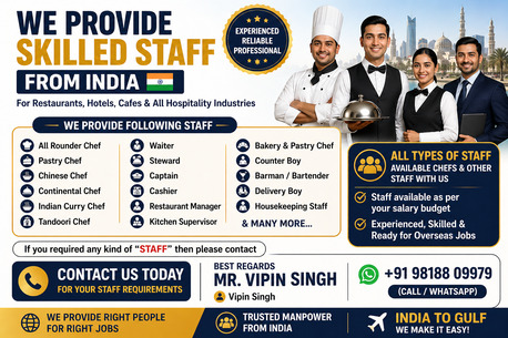 Seeb, Catering, WE SPECIALIZE IN PROVIDING SKILLED HOTEL & RESTAURANT STAFF FROM INDIA