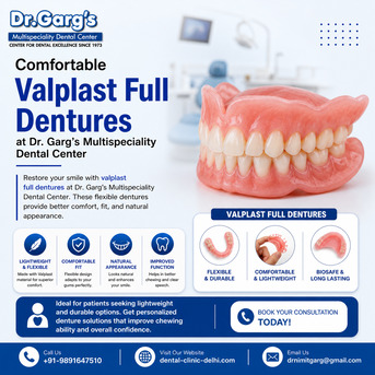 New Delhi, Dental, Comfortable Valplast Full Dentures At Dr. Garg&rsquo;s Multispeciality Dental Center