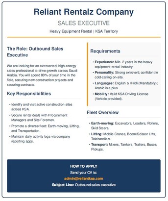 Jubail, Jobs, We&rsquo;re Hiring &ndash; Outbound Sales Executive
