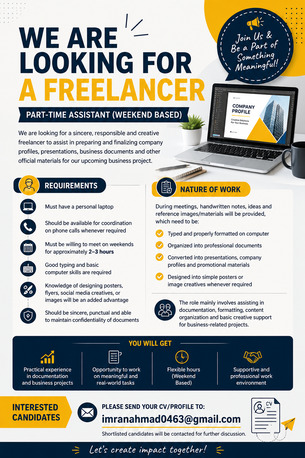 Riyadh, Jobs, Freelancer - Personal Assistant (Part Time)