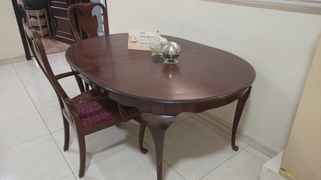 Riyadh, Furniture, SAR 550,  USA Made Wooden Dining Table With Extension Top & 8 Chairs