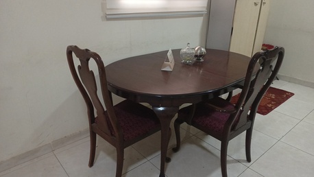 Riyadh, Furniture, SAR 550,  USA Made Wooden Dining Table With Extension Top & 8 Chairs